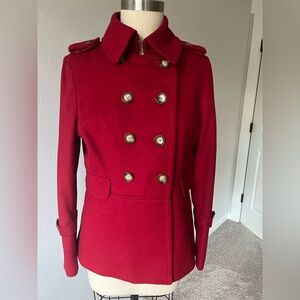 NWOT MICHAEL Michael Kors Red Double-Breasted Trench Coat